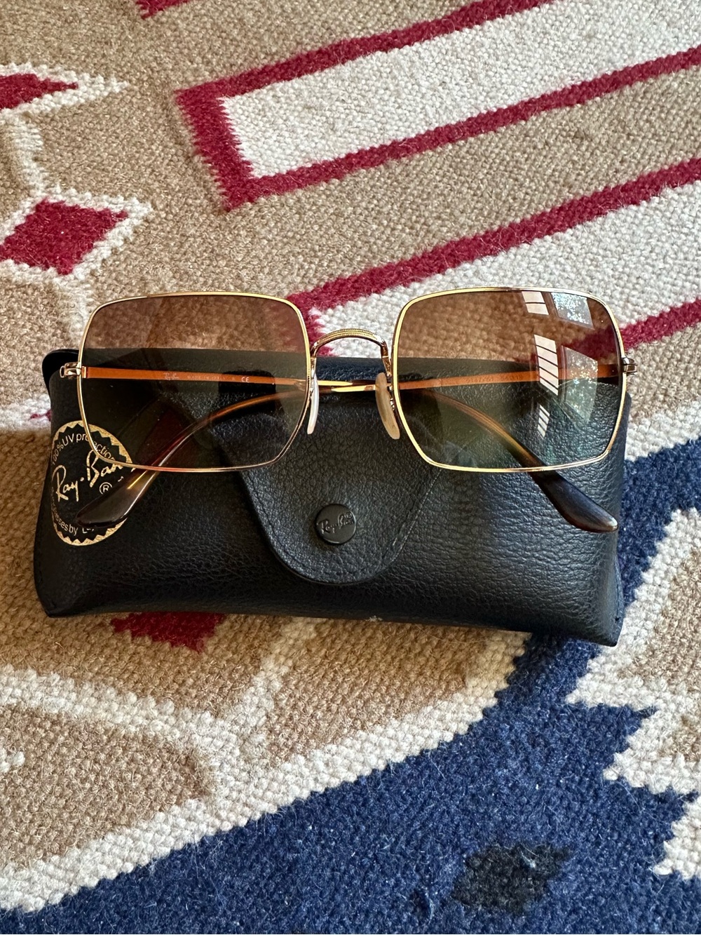 Ray Ban 1971 Square Gold Frame Sunglasses READ